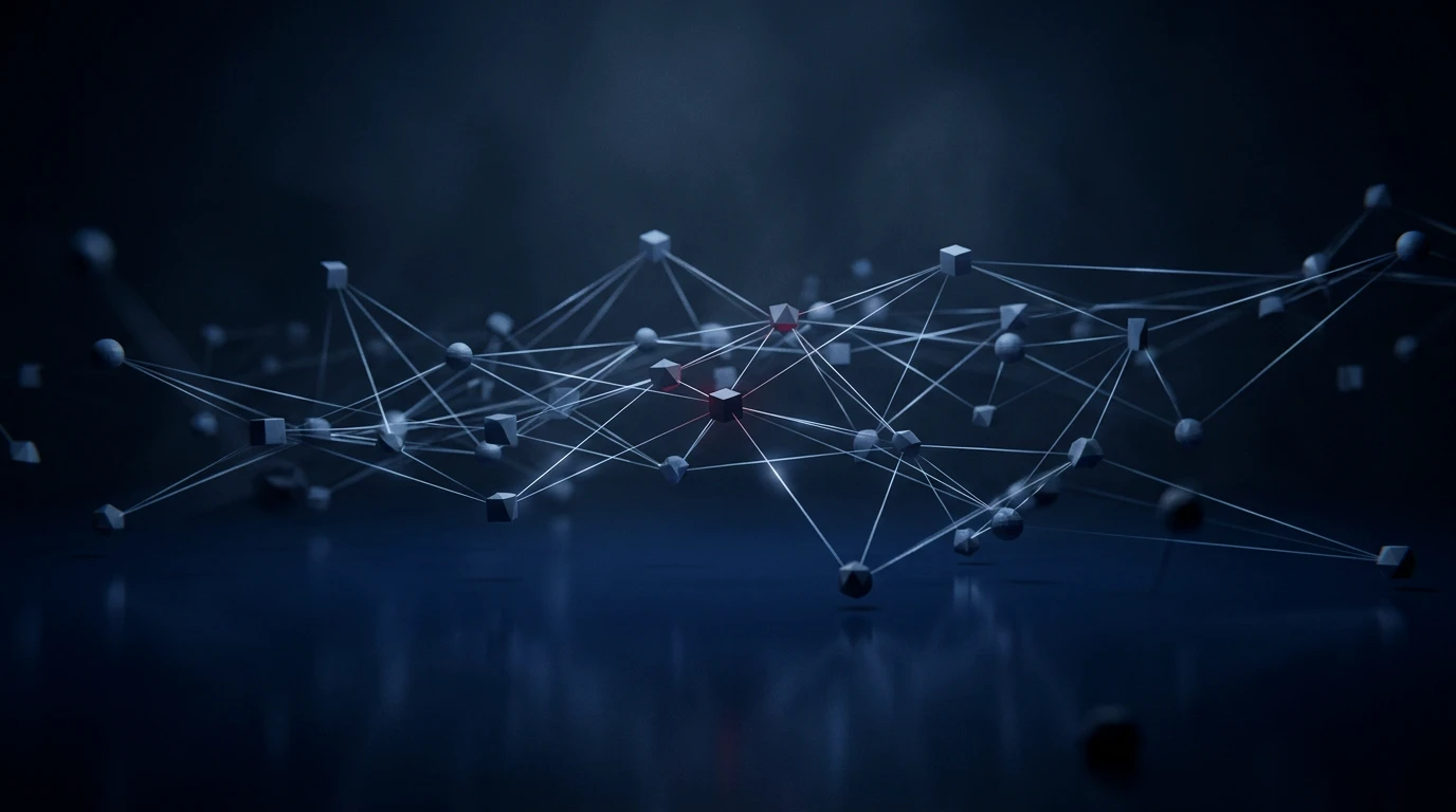 Network of luminous nodes connected by thin lines, representing client relationships across sectors